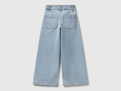 Benetton Light Blue Girls Cotton Blend Jeans SKU: 45ONCE03R_902 Image 02