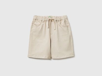 Benetton Beige Boys Bermuda Shorts with Drawstring SKU: 46D6C904E_152 Image 01