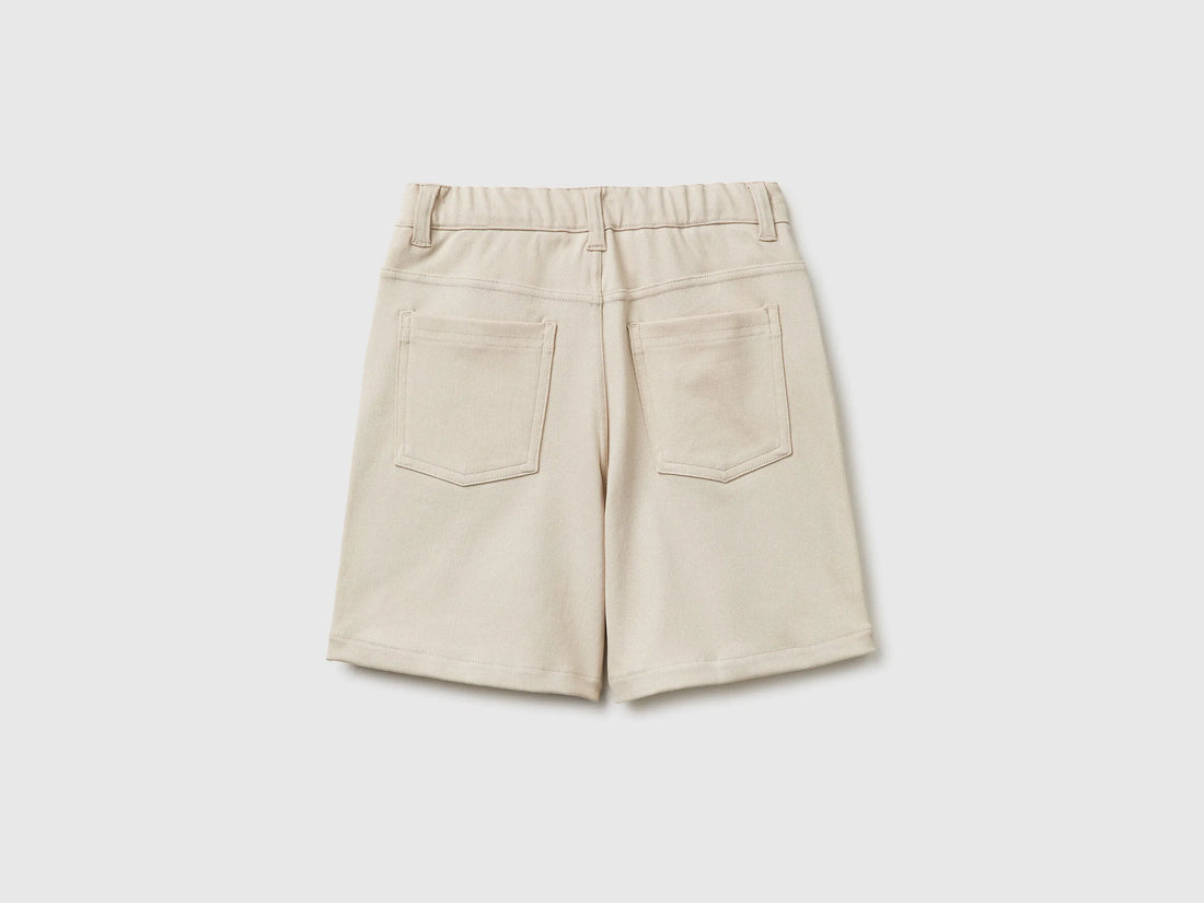Benetton Beige Boys Bermuda Shorts with Drawstring SKU: 46D6C904E_152 Image 02