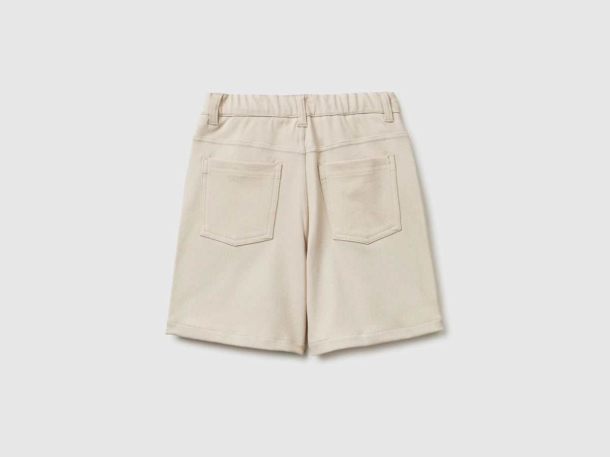 Benetton Beige Boys Bermuda Shorts with Drawstring SKU: 46D6C904E_152 Image 02