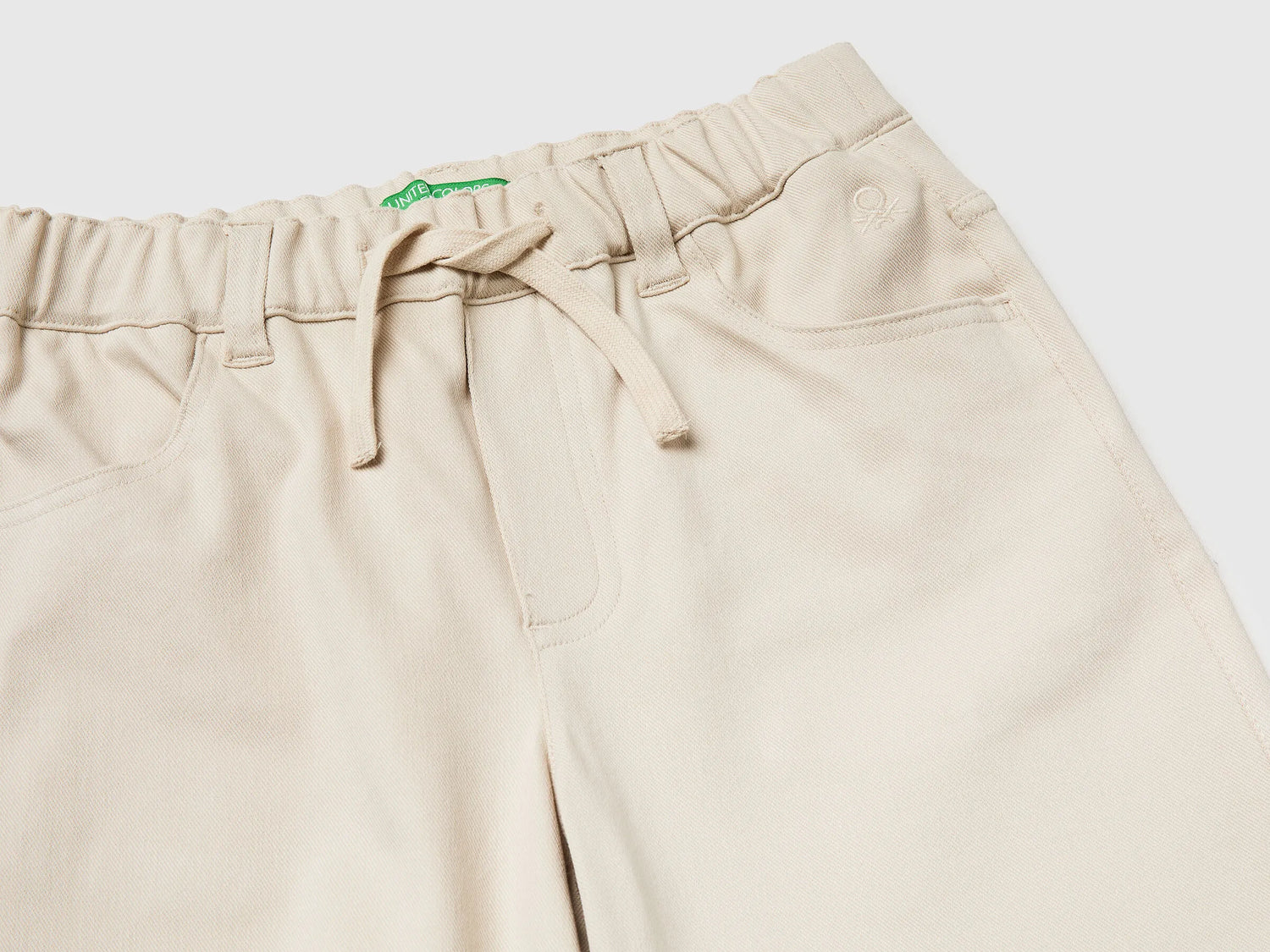 Benetton Beige Boys Bermuda Shorts with Drawstring SKU: 46D6C904E_152 Image 03