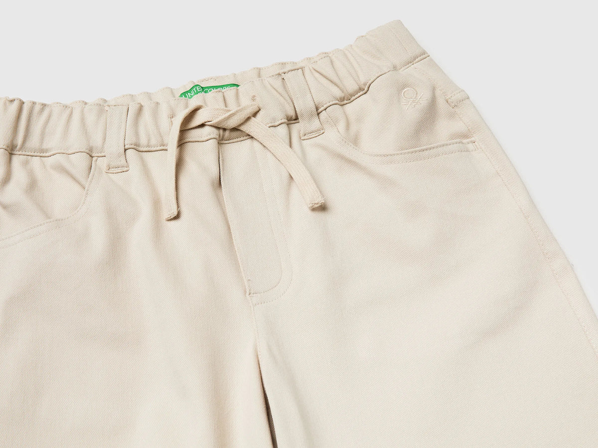 Benetton Beige Boys Bermuda Shorts with Drawstring SKU: 46D6C904E_152 Image 03