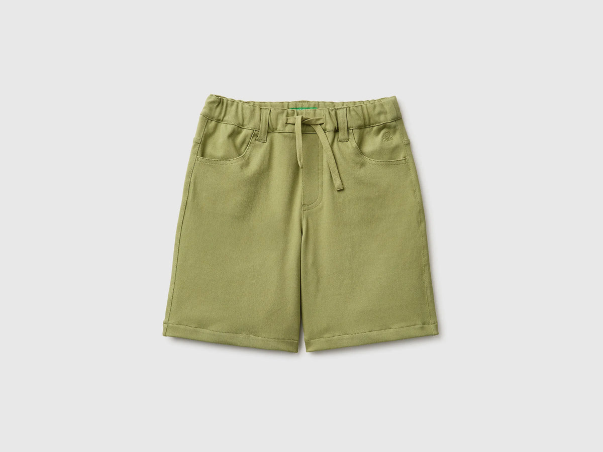 Benetton Military Green Boys Bermuda Shorts with Drawstring SKU: 46D6C904E_1Q1 Image 01