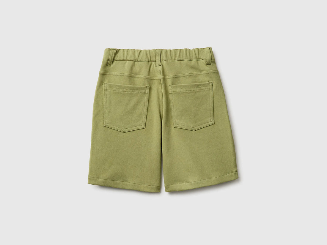 Benetton Military Green Boys Bermuda Shorts with Drawstring SKU: 46D6C904E_1Q1 Image 02