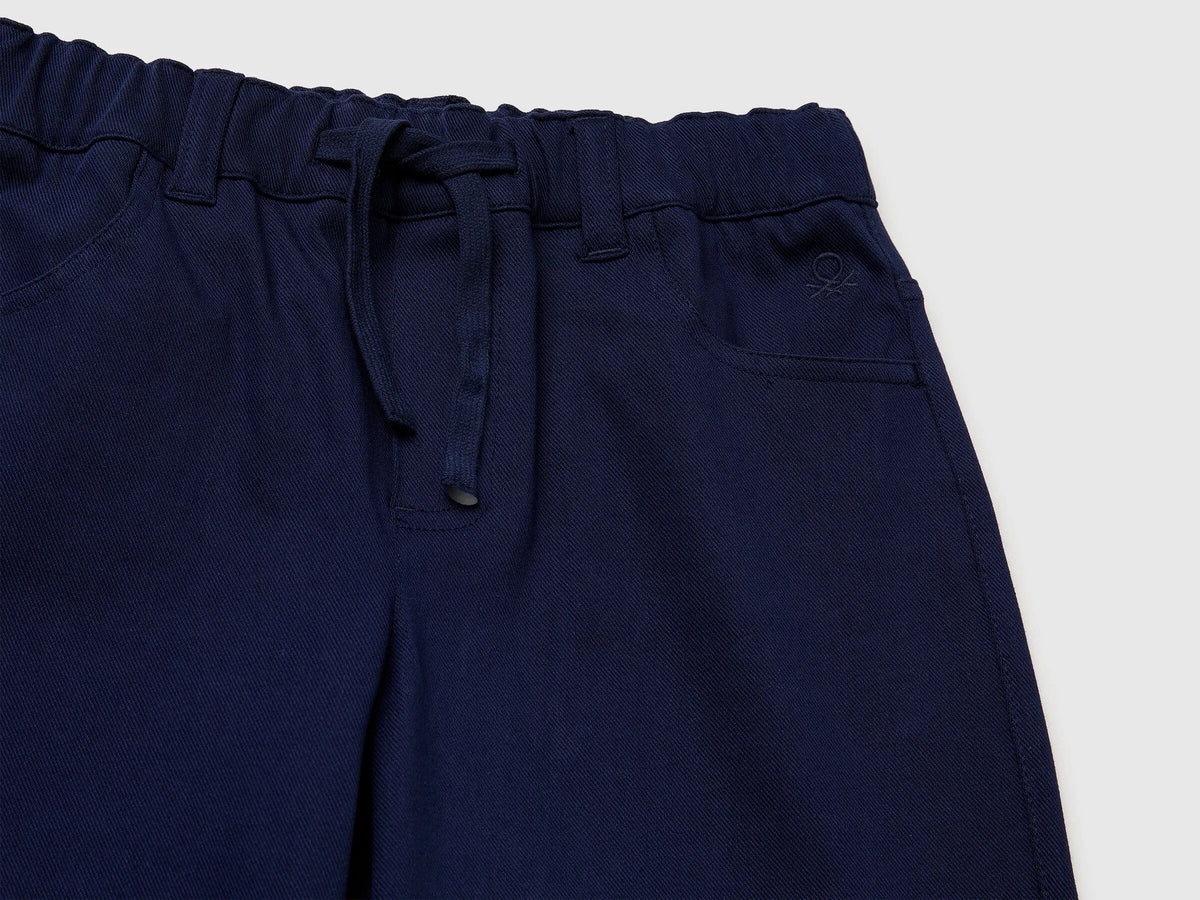 Benetton Dark Blue Boys Bermuda Shorts with Drawstring SKU: 46D6C904E_252 Image 03