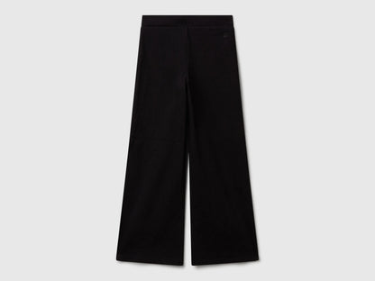 Benetton Black Girls Wide Trousers in Stretch Cotton SKU: 46D6CE04C_100 Image 02