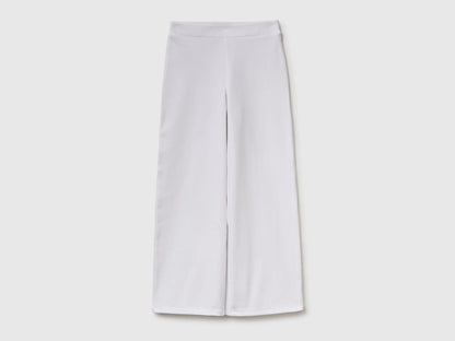 Benetton White Girls Wide Trousers in Stretch Cotton SKU: 46D6CE04C_101 Image 01