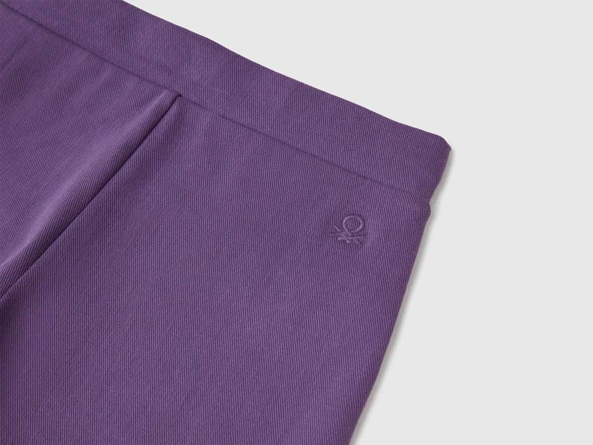 Benetton Purple Girls Wide Trousers in Stretch Cotton SKU: 46D6CE04C_1V4 Image 03
