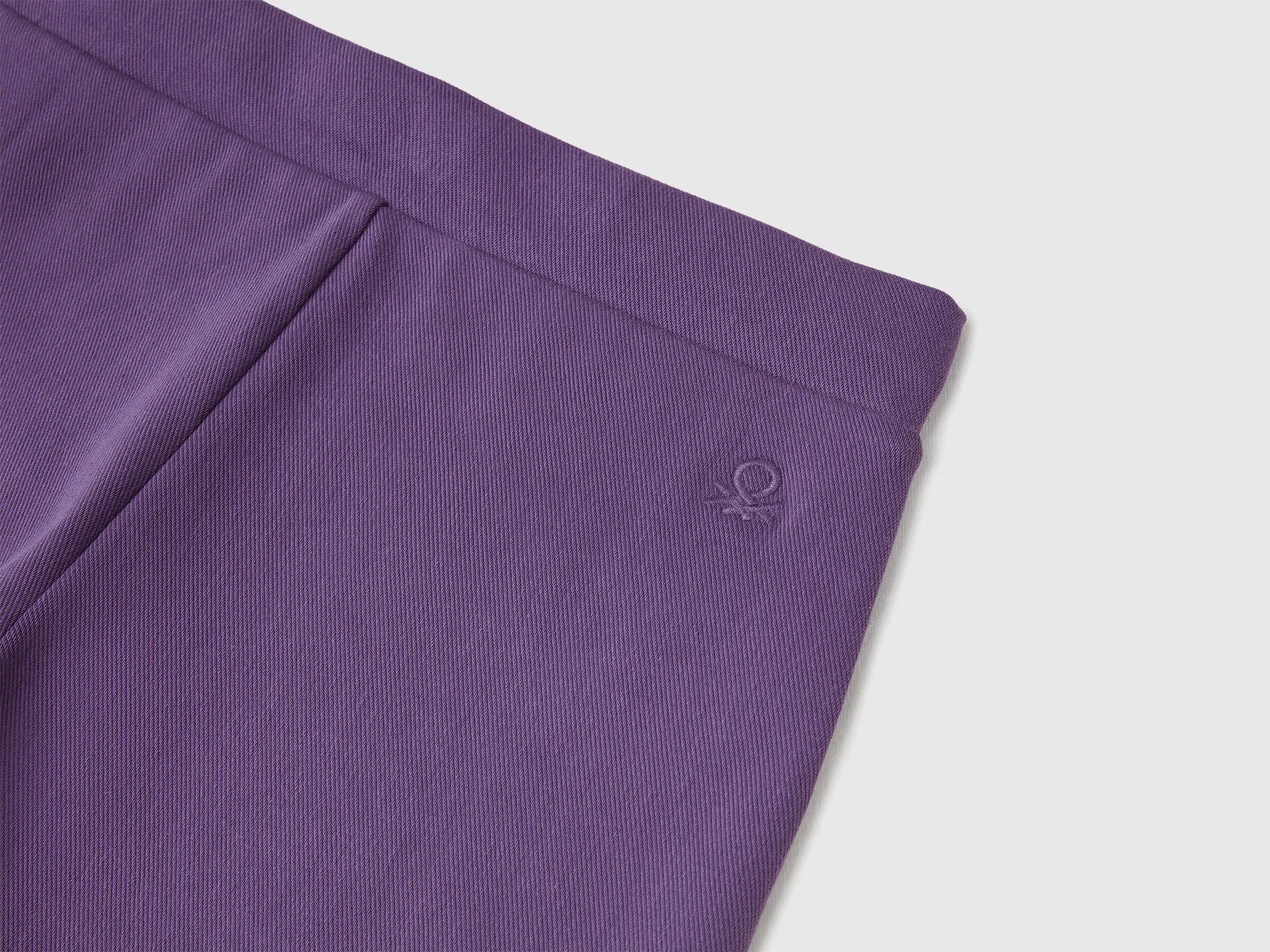 Benetton Purple Girls Wide Trousers in Stretch Cotton SKU: 46D6CE04C_1V4 Image 03