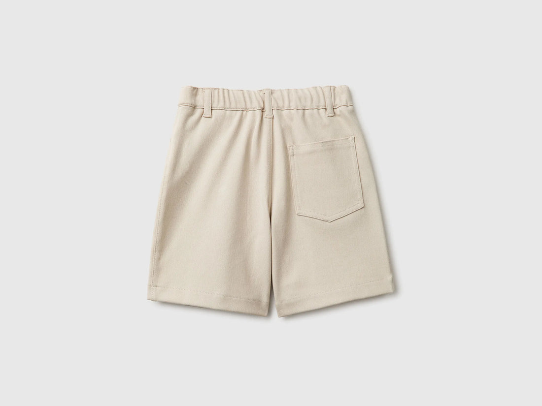 Benetton Beige Boys Stretch Twill Bermuda Shorts SKU: 46D6G9036_152 Image 02
