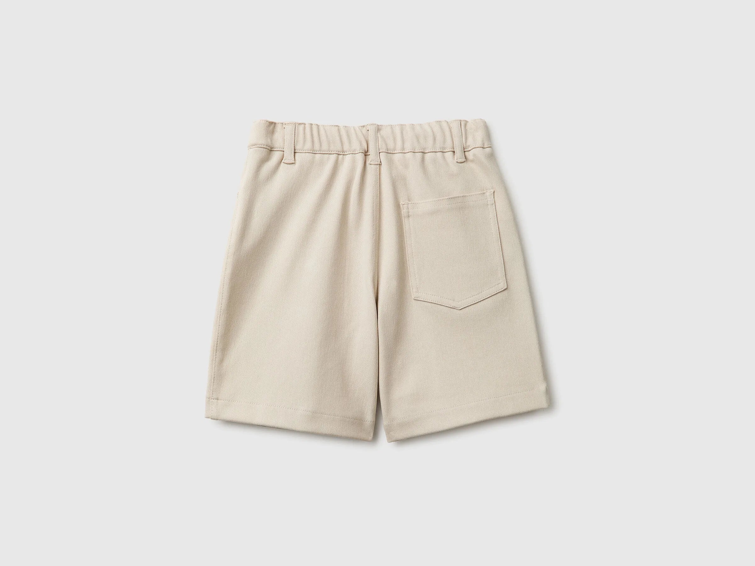 Benetton Beige Boys Stretch Twill Bermuda Shorts SKU: 46D6G9036_152 Image 02
