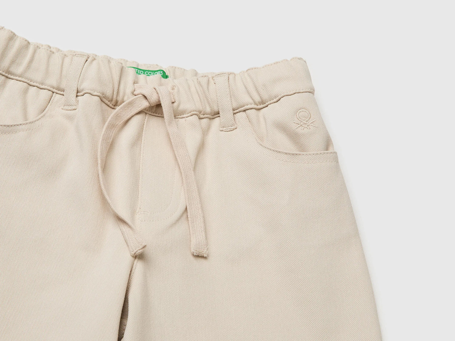 Benetton Beige Boys Stretch Twill Bermuda Shorts SKU: 46D6G9036_152 Image 03