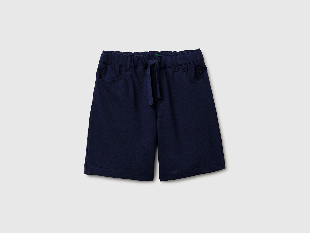 Benetton Dark Blue Boys Stretch Twill Bermuda Shorts SKU: 46D6G9036_252 Image 01