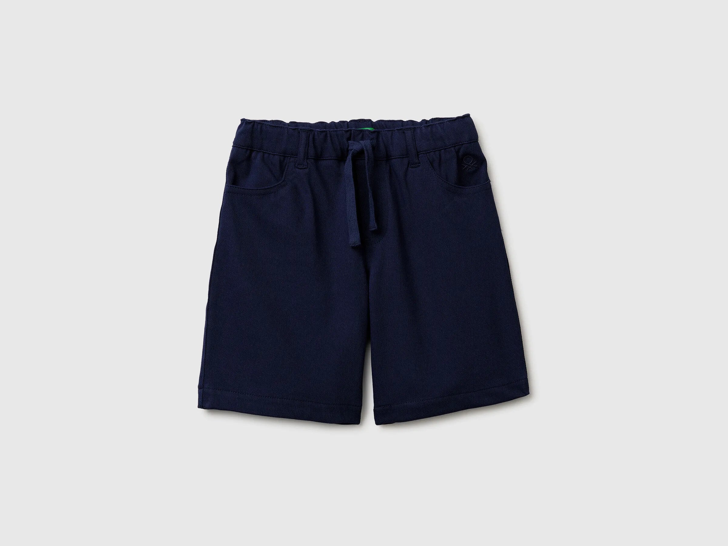 Benetton Dark Blue Boys Stretch Twill Bermuda Shorts SKU: 46D6G9036_252 Image 01
