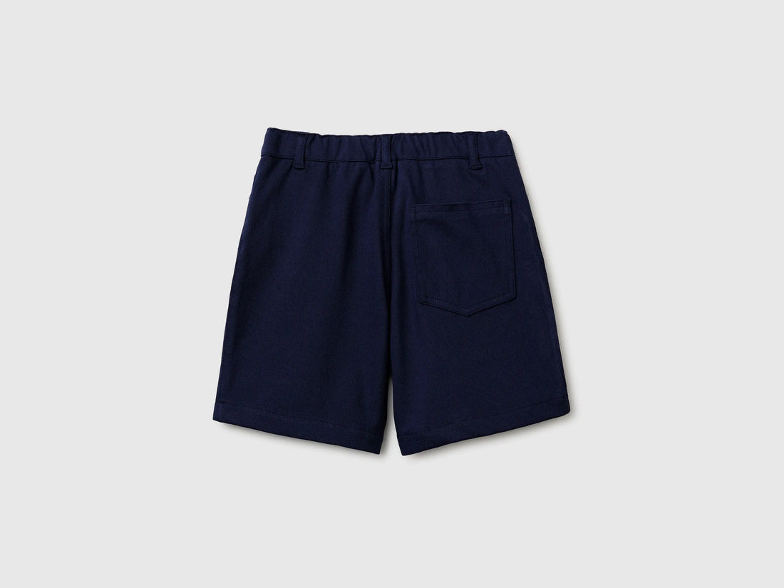 Benetton Dark Blue Boys Stretch Twill Bermuda Shorts SKU: 46D6G9036_252 Image 02