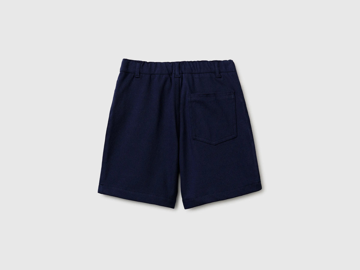 Benetton Dark Blue Boys Stretch Twill Bermuda Shorts SKU: 46D6G9036_252 Image 02