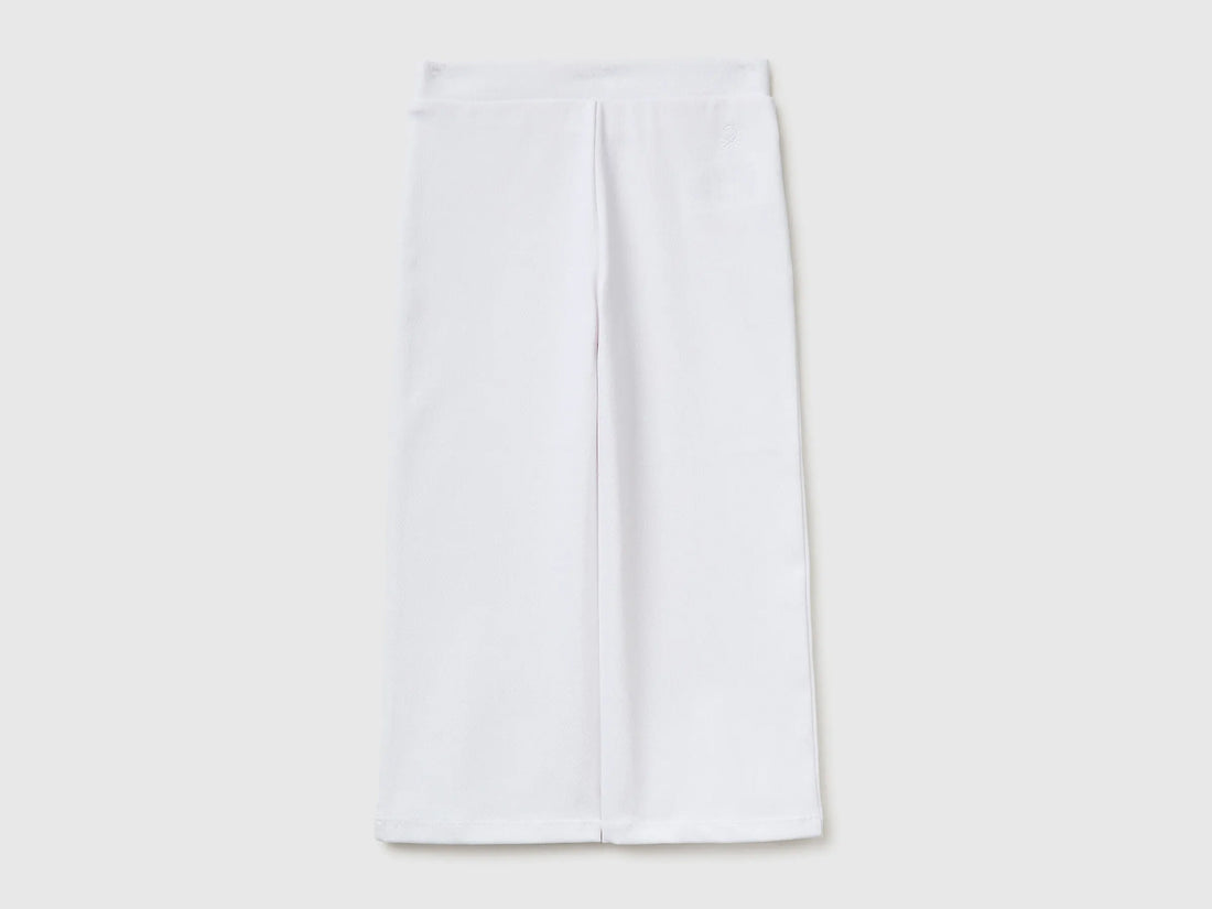 Benetton White Girls Trousers with Straight Leg SKU: 46D6GF02M_101 Image 02