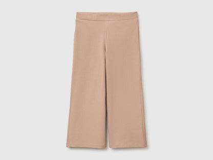 Benetton Dove Gray Girls Wide-Leg Trousers in Stretch Cotton SKU: 46D6GF034_199 Image 01
