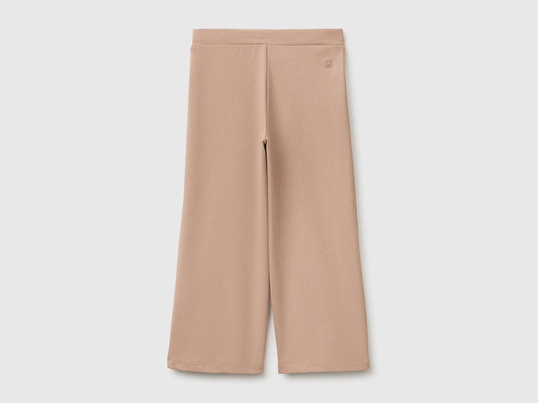 Benetton Dove Gray Girls Wide-Leg Trousers in Stretch Cotton SKU: 46D6GF034_199 Image 02