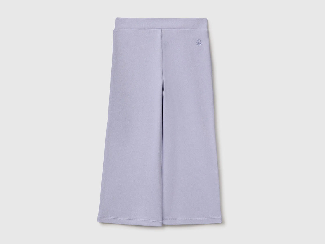 Benetton Lavender Girls Wide-Leg Trousers in Stretch Cotton SKU: 46D6GF034_19B Image 02