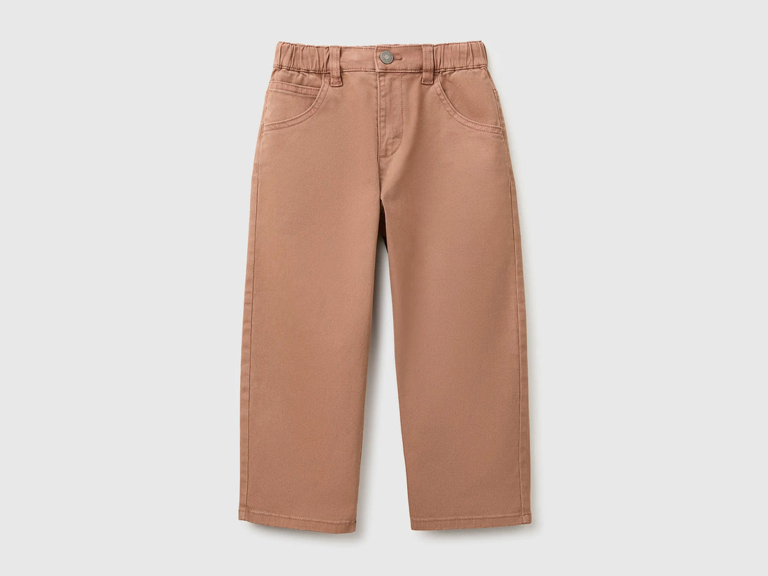 Benetton Brown Boys Stretch Cotton Trousers SKU: 46F5GF037_6U3 Image 01