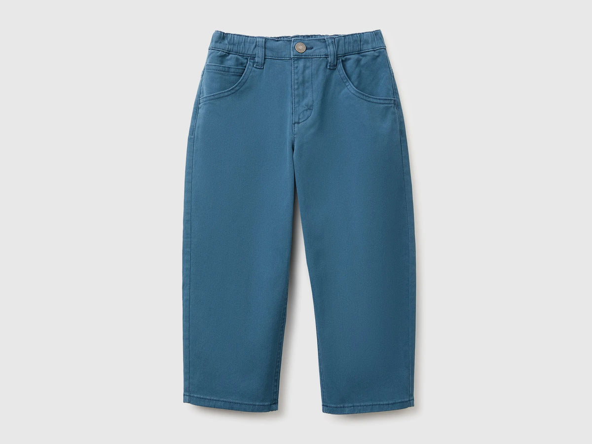Benetton Dark Blue Boys Stretch Cotton Trousers SKU: 46F5GF037_97T Image 01