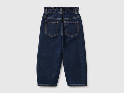 Benetton Blue Girls Balloon Fit Jeans with Embroidery SKU: 46WDGF03E_901 Image 02
