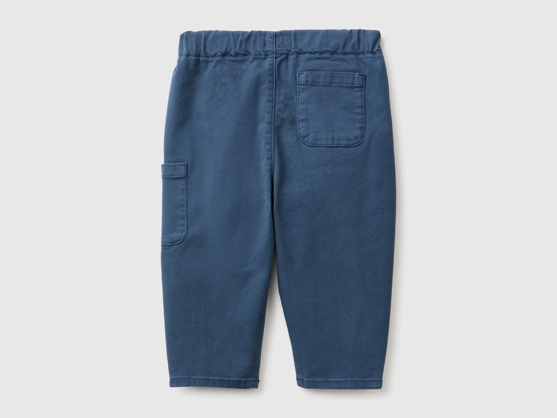 Benetton Dark Blue Unisex Trousers with Embroidered Pocket SKU: 46ZDAF01Z_955 Image 02