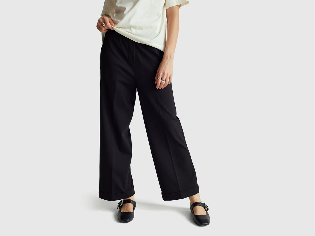 Benetton_Black_Trousers with Elastic Waist_47CKDF09Y_100_02