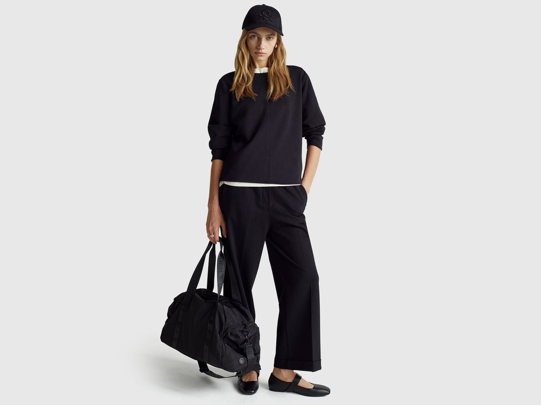 Benetton_Black_Trousers with Elastic Waist_47CKDF09Y_100_05