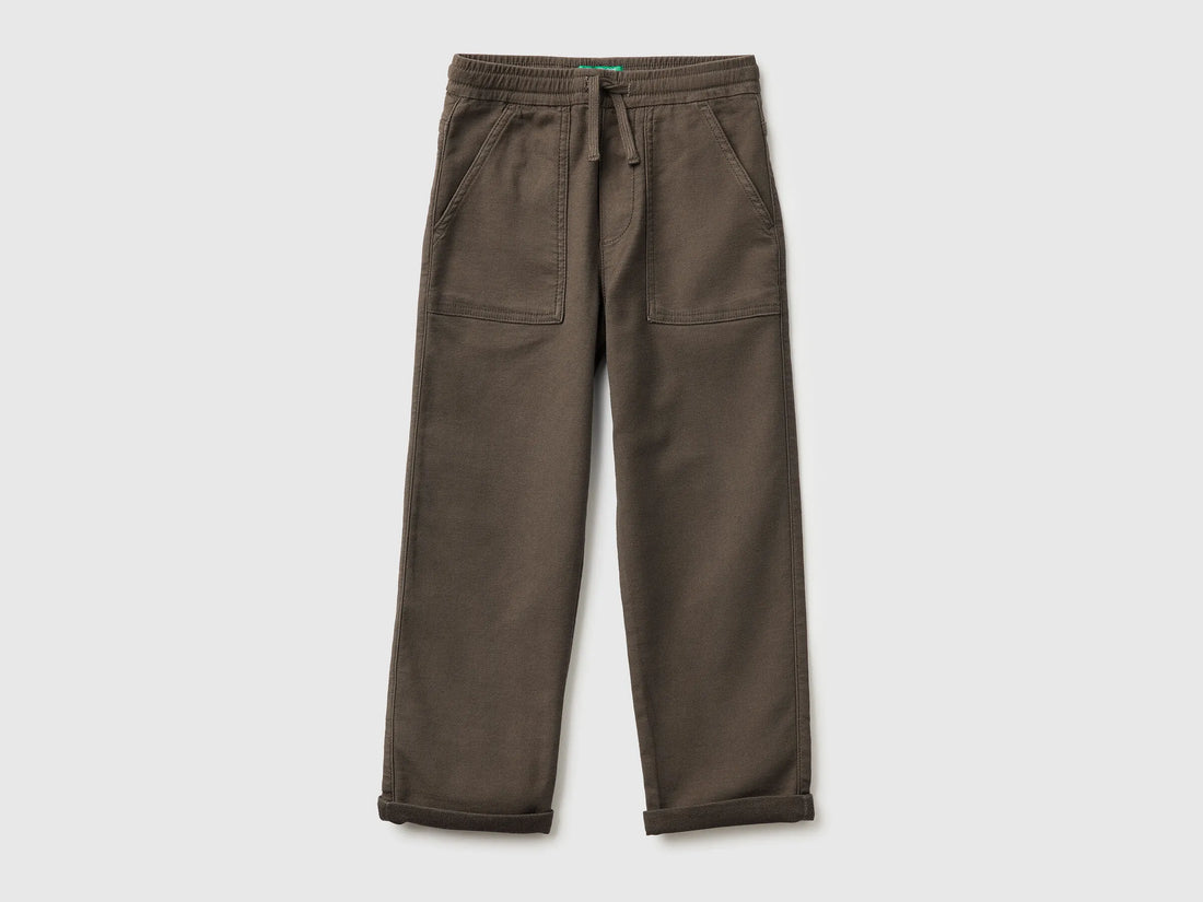 Benetton_Brown_Joggers with Cotton Blend with Drawstring_47K0CF03T_26H_01