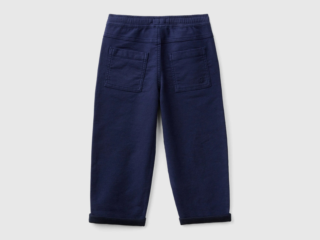 Benetton Dark Blue Boys Joggers with Cotton Blend with Drawstring SKU: 47K0GF026_252 Image 02