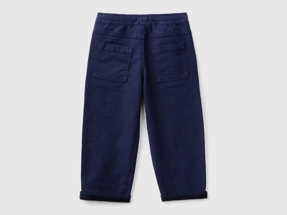 Benetton Dark Blue Boys Joggers with Cotton Blend with Drawstring SKU: 47K0GF026_252 Image 02
