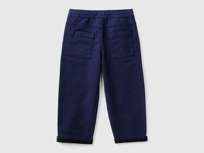Benetton Dark Blue Boys Joggers with Cotton Blend with Drawstring SKU: 47K0GF026_252 Image 02