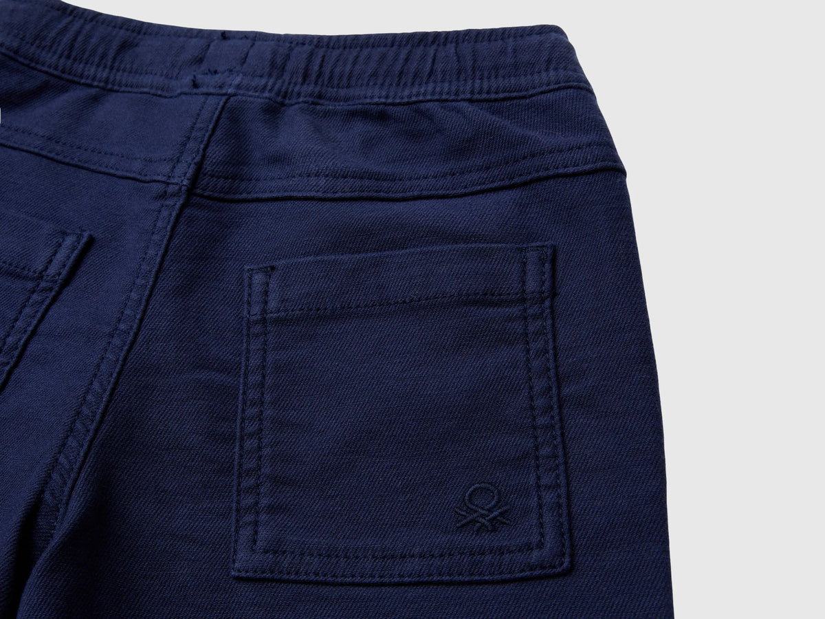 Benetton Dark Blue Boys Joggers with Cotton Blend with Drawstring SKU: 47K0GF026_252 Image 03