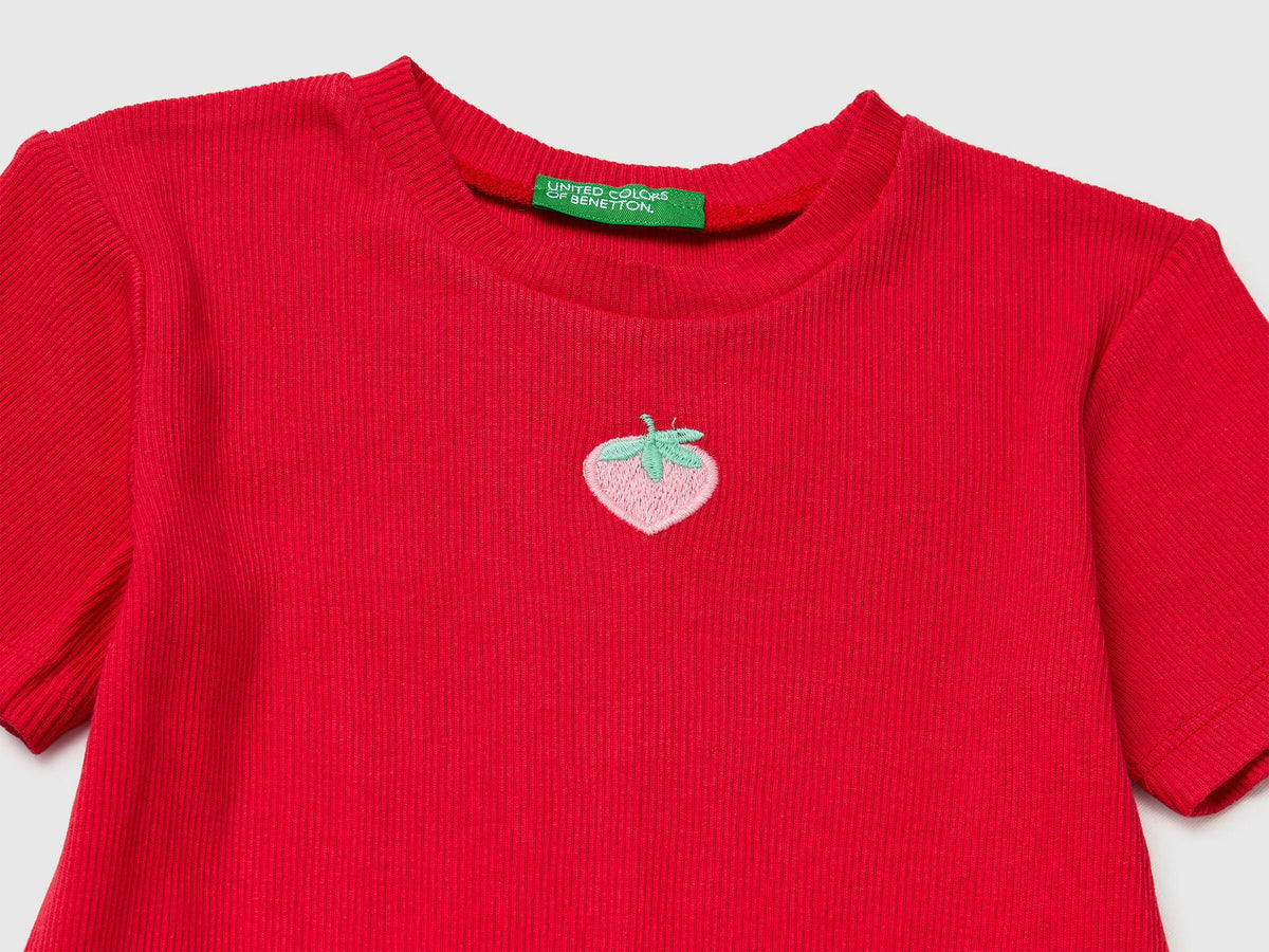 Benetton Red Girls Dress with Gingham Skirt SKU: 47QJGV02P_903 Image 03
