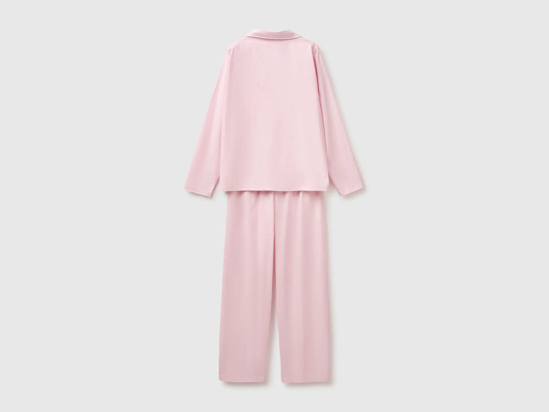 Benetton Pink Women 100% Cotton Long Open Pajamas SKU: 47QP3P015_903 Image 02