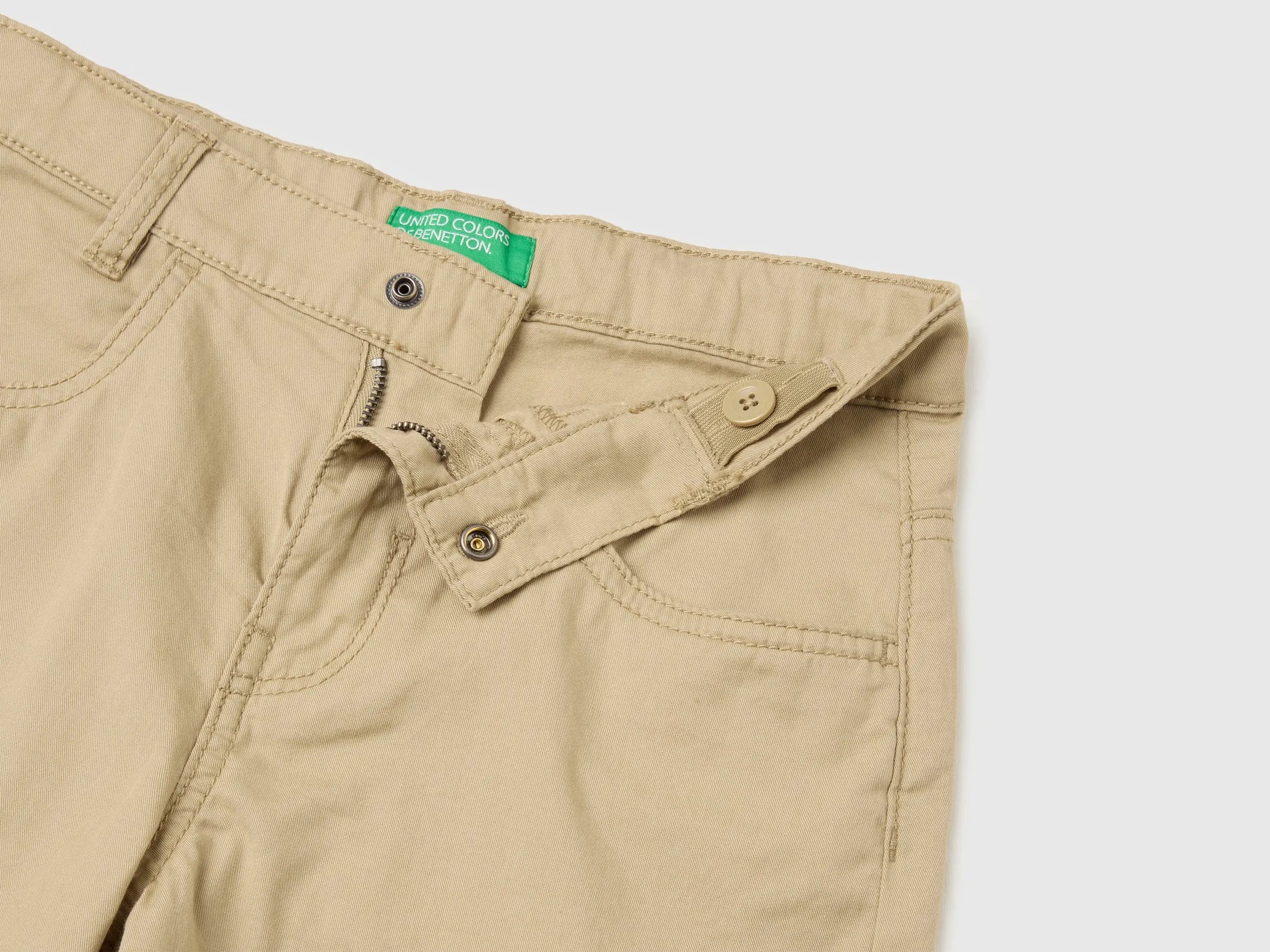 Benetton Beige Boys Lightweight Bermuda Shorts with Pockets SKU: 47RGC902U_00B Image 03