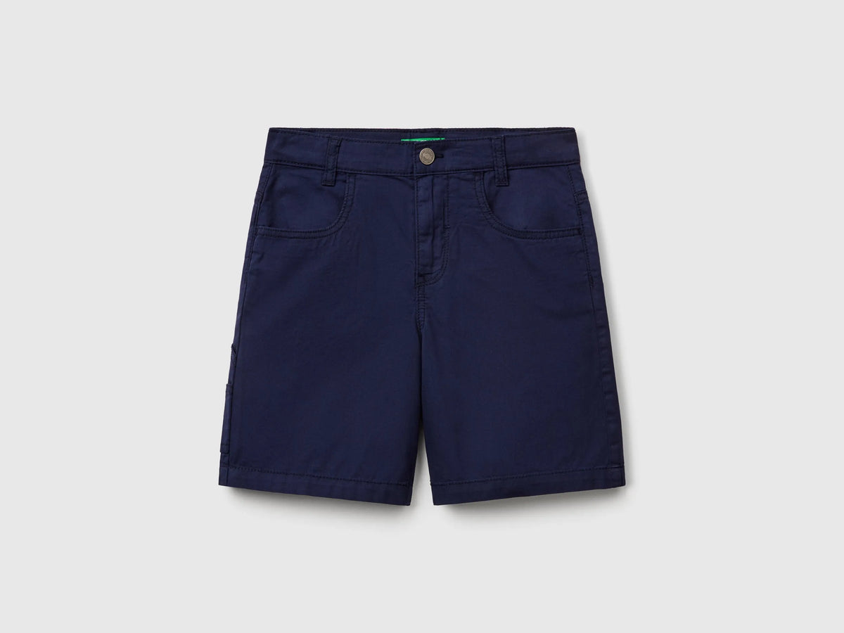 Benetton Dark blue Boys Lightweight Bermuda Shorts with Pockets SKU: 47RGC902U_252 Image 01
