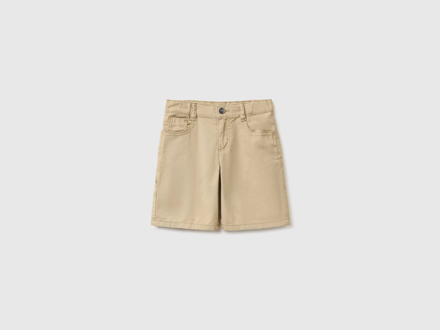 Benetton Beige Boys Lightweight Bermuda Shorts with Pockets SKU: 47RGG901Y_00B Image 01