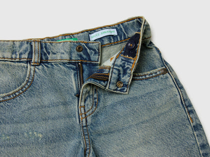 Benetton Blue Boys Used-Effect Denim Bermuda Shorts SKU: 488PG903E_901 Image 03