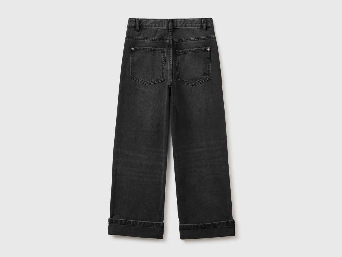 Benetton Black Boys Straight Fit Jeans with Tears SKU: 48G1CE051_800 Image 02