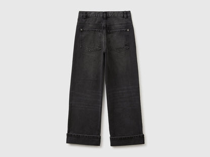 Benetton Black Boys Straight Fit Jeans with Tears SKU: 48G1CE051_800 Image 02