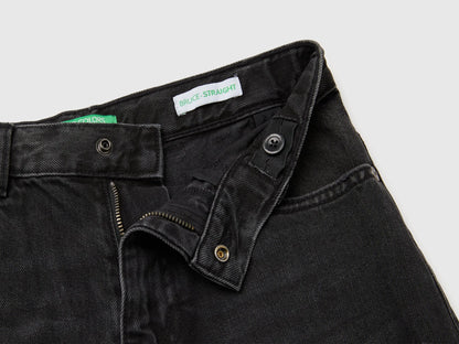 Benetton Black Boys Straight Fit Jeans with Tears SKU: 48G1CE051_800 Image 03
