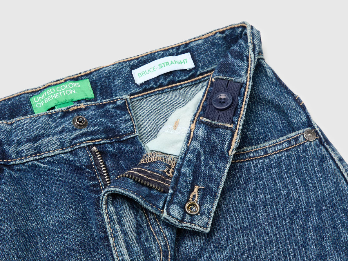 Benetton Blue Boys Straight Fit Jeans with Tears SKU: 48G1CE051_901 Image 03