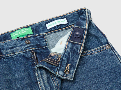 Benetton Blue Boys Straight Fit Jeans with Tears SKU: 48G1CE051_901 Image 03