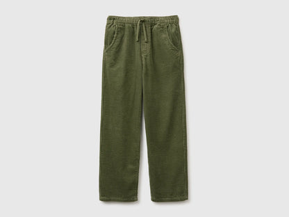 Benetton Military Green Boys Corduroy Trousers SKU: 48TWCF062_07N Image 01