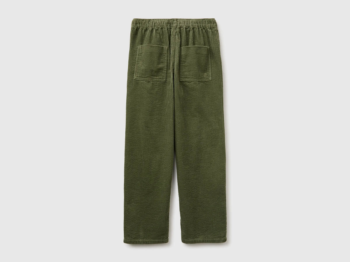 Benetton Military Green Boys Corduroy Trousers SKU: 48TWCF062_07N Image 02