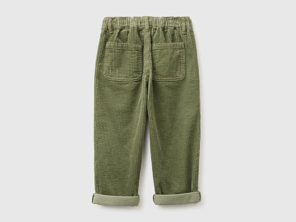 Benetton Military Green Boys Corduroy Trousers SKU: 48TWGF03B_07N Image 02