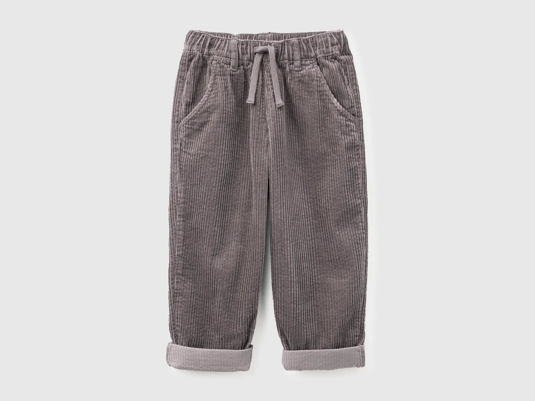 Benetton Gray Boys Corduroy Trousers SKU: 48TWGF03B_39R Image 01